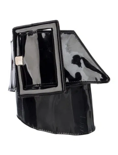 Pre-owned Saint Laurent Wide Patent Leather Waist Belt In Black