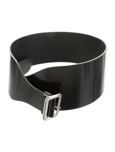 Pre-owned Saint Laurent Wide Patent Leather Waist Belt In Black