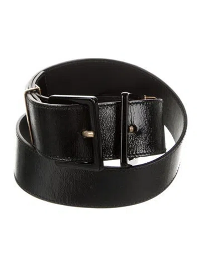 Pre-owned Saint Laurent Wide Patent Leather Waist Belt In Black