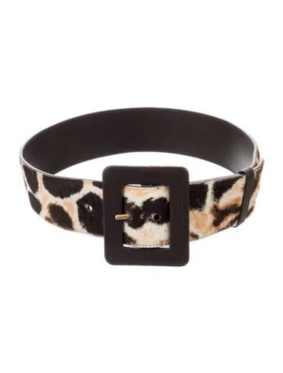 Pre-owned Saint Laurent Wide Ponyhair Waist Belt In Brown