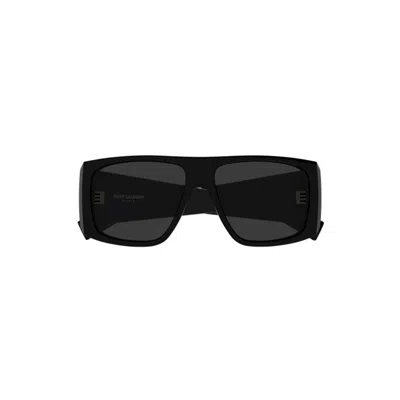 Saint Laurent Wide Rectangular Sunglasses In Black