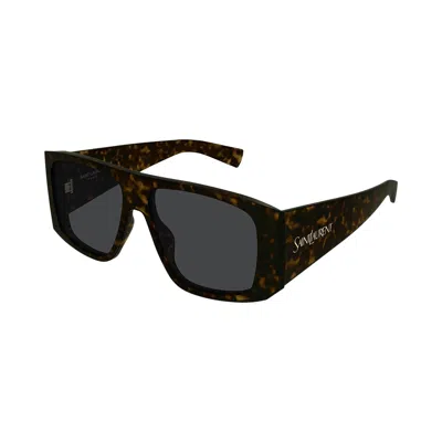 Pre-owned Saint Laurent Wide Rectangular Sunglasses 'havana/grey' | Brown | Women's Size Onesize
