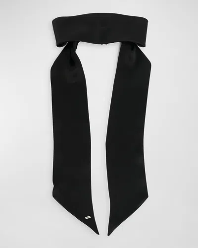 SAINT LAURENT WIDE SILK HEADBAND WITH SCARF ACCENT