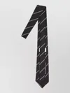 Saint Laurent Wide Silk Tie Diagonal Stripe Design In Black