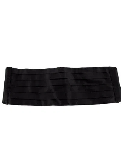 Pre-owned Saint Laurent Wide Silk Waist Belt In Black