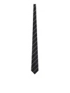 Saint Laurent Silk Tie With Subtle Diagonal Stripes In Gray