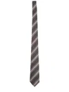 Saint Laurent Wide Tie With Striped Pattern Design In Black