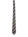 Saint Laurent Wide Tie With Striped Pattern Design In Gray