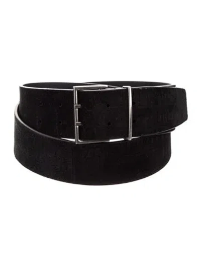 Pre-owned Saint Laurent Wide Suede Belt In Black
