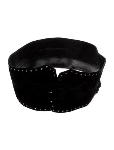Pre-owned Saint Laurent Wide Suede Waist Belt In Black