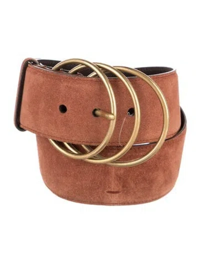 Pre-owned Saint Laurent Wide Suede Waist Belt In Brown
