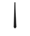 Saint Laurent Wide Tapered Tie In Silk Satin In Black