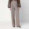 Saint Laurent Wide Taupe Beige Wool Trousers