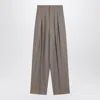 Saint Laurent Wide-leg Tailored Pants In Caviar Wool In Multi