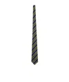 Saint Laurent Wide Tie In Striped Silk In Navy Blue/multicolour
