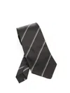 Saint Laurent Silk Tie With Subtle Diagonal Stripes In Brown