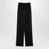 Saint Laurent Wide-leg Trousers In Grain De Poudre In Black