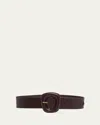 Saint Laurent Wide Vegetal Leather Belt In Spring Prune