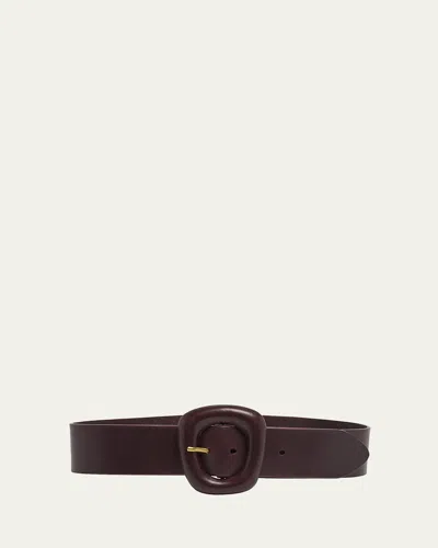 Saint Laurent Wide Vegetal Leather Belt In Spring Prune