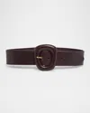 Saint Laurent Wide Vegetal Leather Belt In Spring Prune
