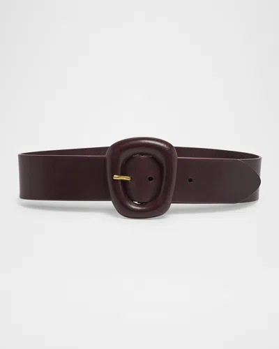 Saint Laurent Wide Vegetal Leather Belt In Spring Prune