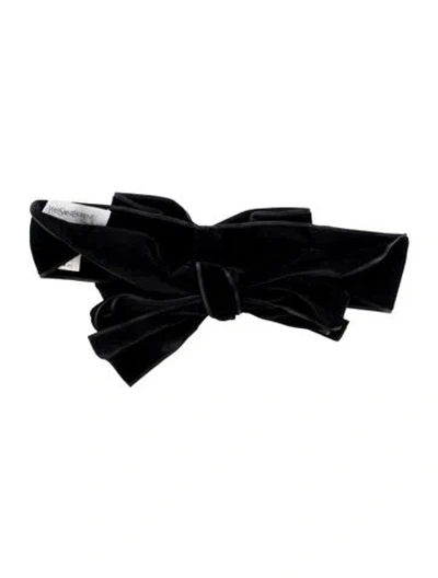 Pre-owned Saint Laurent Wide Velvet Belt In Black