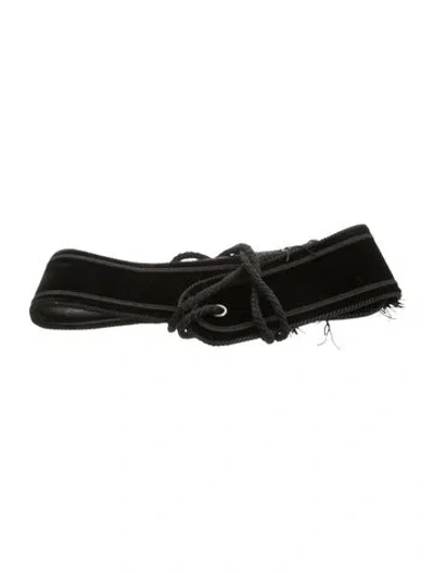 Pre-owned Saint Laurent Wide Velvet Waist Belt In Black
