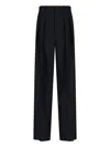 Saint Laurent Double-pleated Straight-leg Wool Pants In Black  