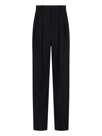 Saint Laurent Wide Wool Pants In Black