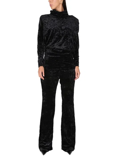 Saint Laurent Wide-leg Polyester Trousers In Black