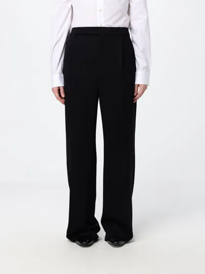 Saint Laurent Wide-leg Wool Tailored Trousers With A Mid-rise Waist In Black