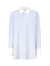 Saint Laurent Winchester Boyfriend Shirt In Cotton In Azure
