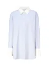 Saint Laurent Winchester Boyfriend Shirt In Cotton In Light Blue