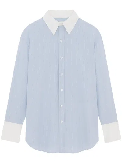 Saint Laurent Winchester Boyfriend Shirt In Cotton In Blue