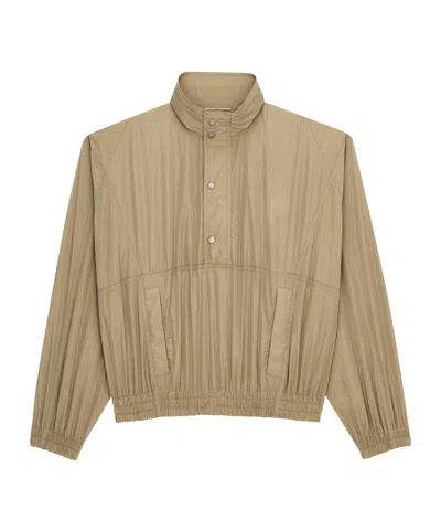 Saint Laurent Windbreaker In Crinkled Canvas In Brown