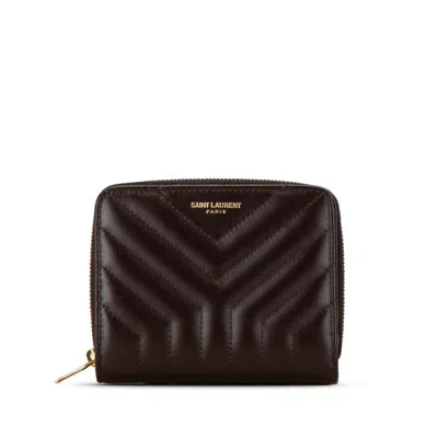 Pre-owned Saint Laurent Wine Leather Wallet (bi-fold) () In Burgundy