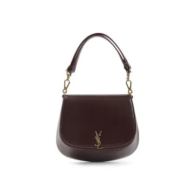 Saint Laurent Women Wine Voltaire Mini Shoulder Bag, Onesize Luxury Shoulder Bags For Women Darveys In Burgundy