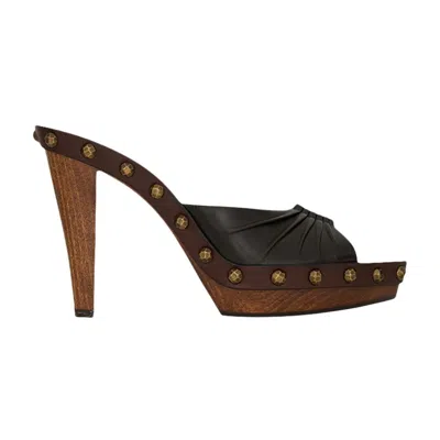 Pre-owned Saint Laurent Wmns  Babylone Clog 'harris Eagle Brown' | Black | Women's Size 37