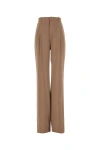 Saint Laurent Silk Crepe High-waisted Tailored Pants In Brown