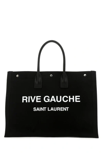 Saint Laurent Woman Black Canvas Rive Gauche Shopping Bag