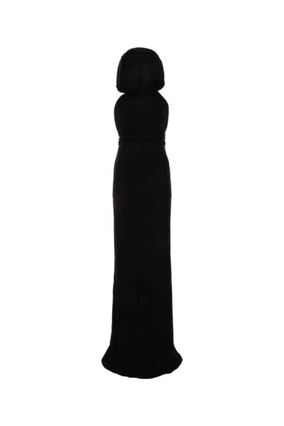 Saint Laurent Woman Black Crepe Long Dress