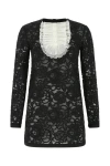 Saint Laurent Black Lace Mini Dress In Black