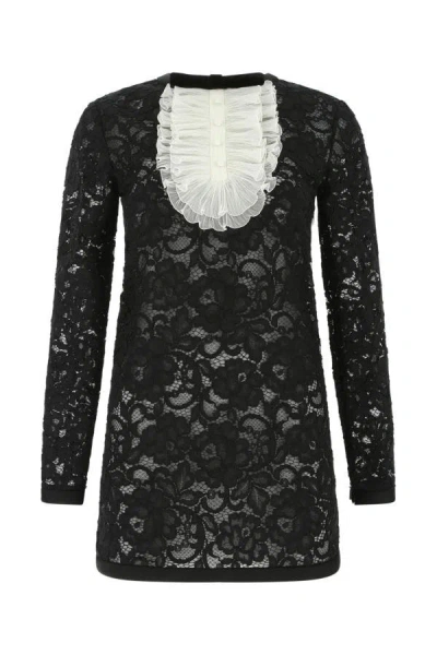 Saint Laurent Black Lace Mini Dress