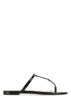 Saint Laurent Cassandra Patent Ysl Thong Slide Sandals In Black