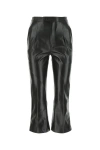 Saint Laurent Black Leather Cropped Cut Pant In Black