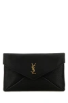 Saint Laurent Cassandre Grained Leather Pouch In Black