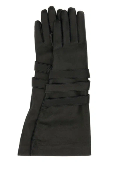 Saint Laurent Woman Black Leather Gloves