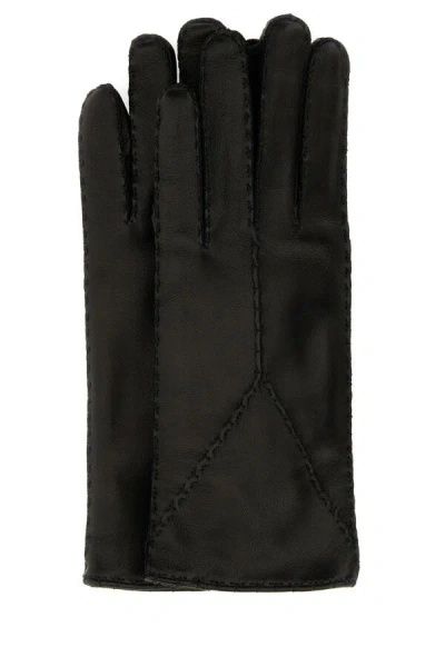 Saint Laurent Woman Black Leather Gloves