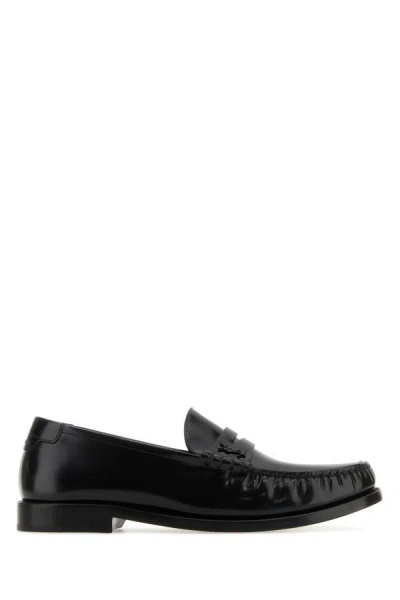 Saint Laurent Woman Black Leather Loafers
