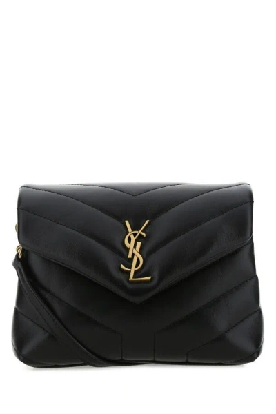 Saint Laurent Woman Black Leather Toy Loulou Crossbody Bag